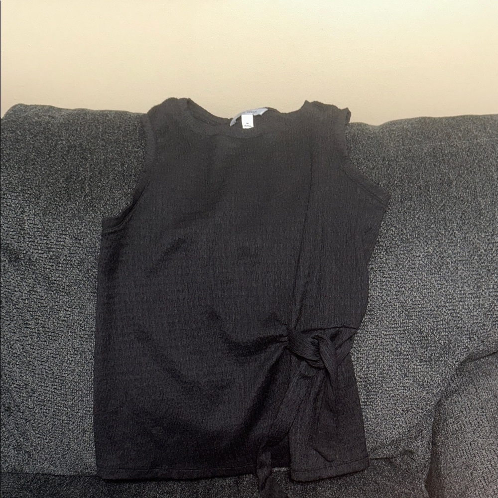 Nine West Black Sleeveless Tank with Side Tie
